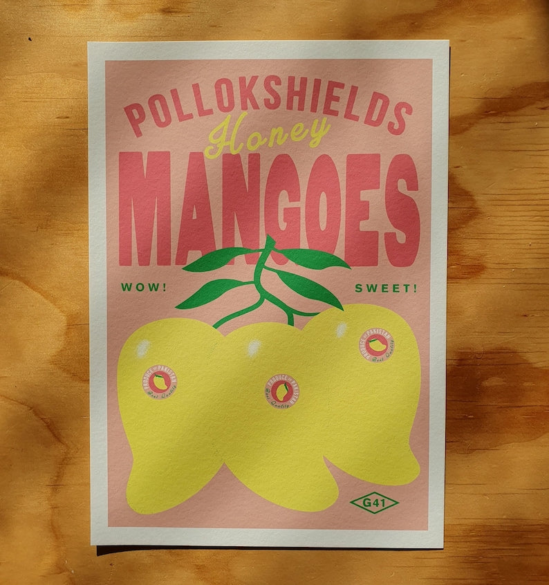 Pollokshields Mangoes print - different colours available (A3 or A4 size)