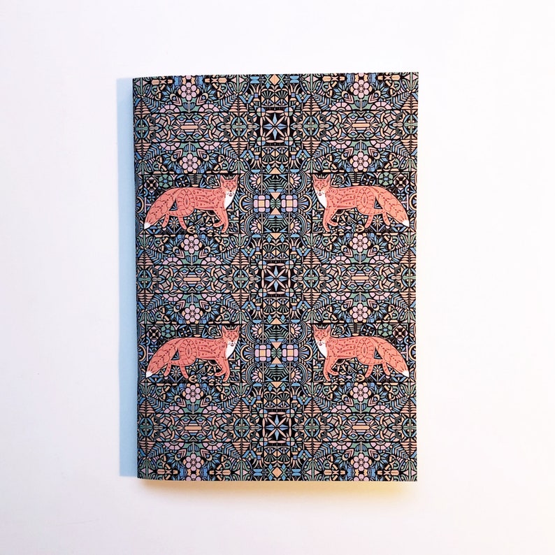 A5 lined notebook - fox & geometric flowers