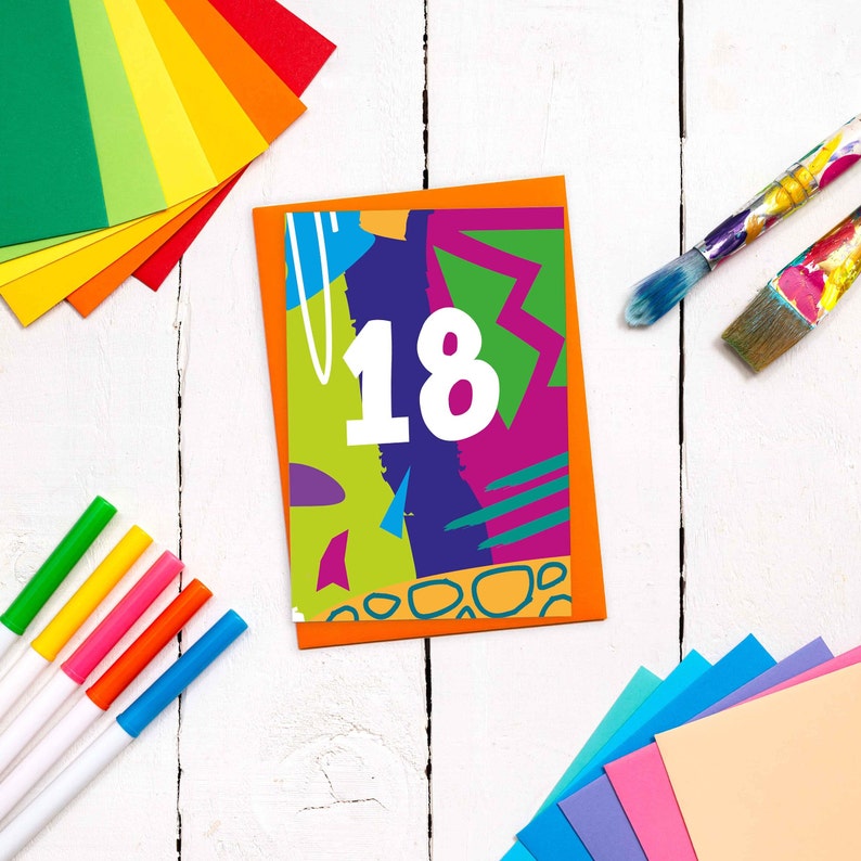 Age 18 - abstract shapes card