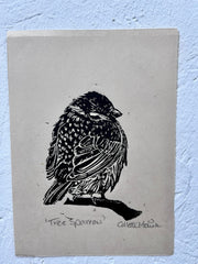 Tree Sparrow open edition lino print