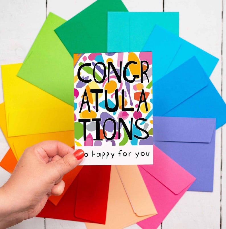 Congratulations so happy for you - bright abstract card