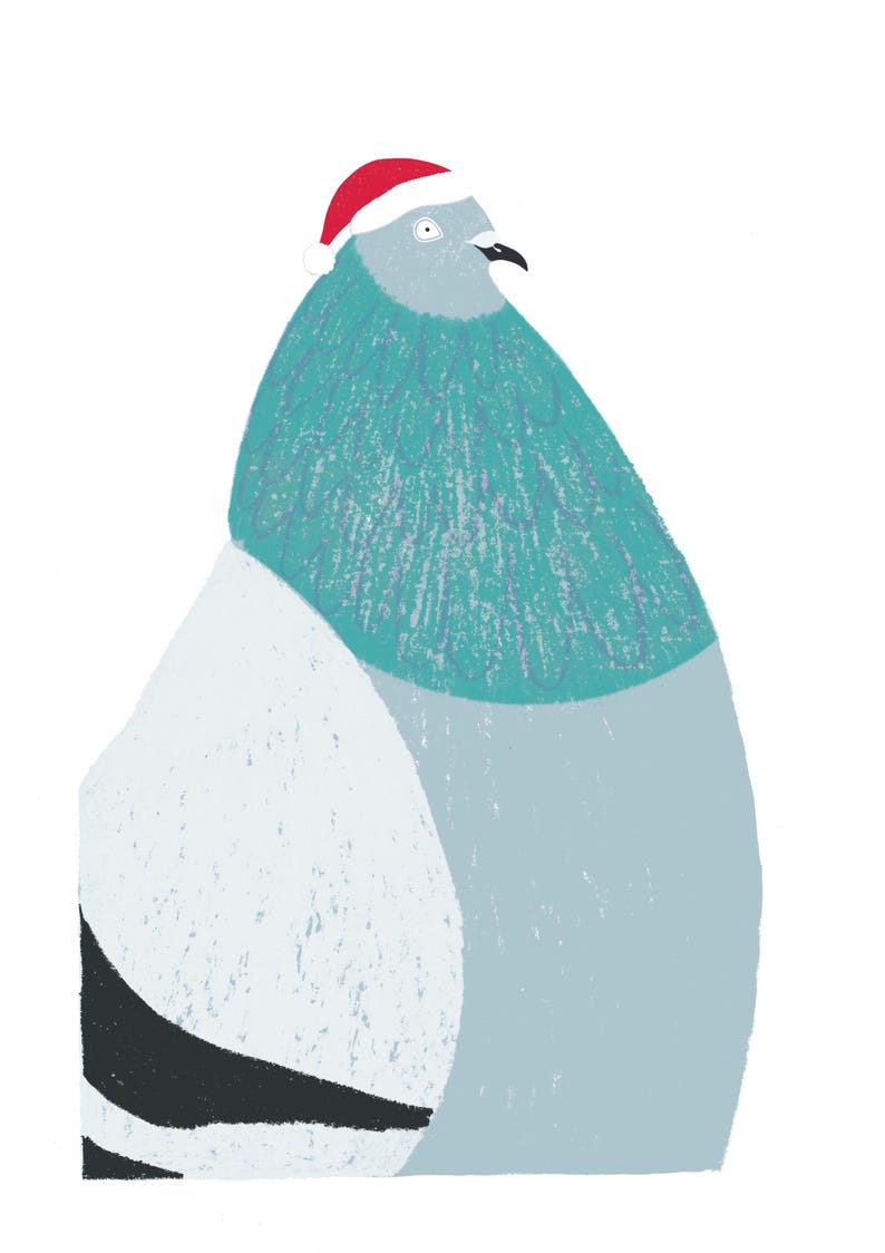 Festive pigeon card