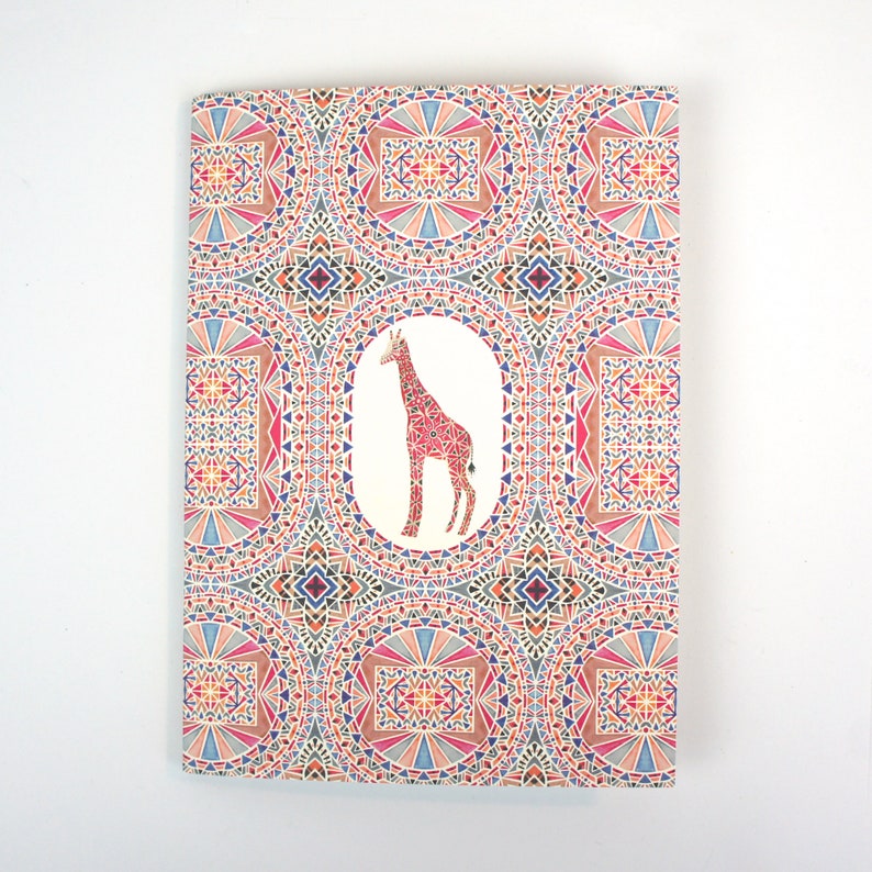 A5 lined notebook - giraffe & geometric patterns