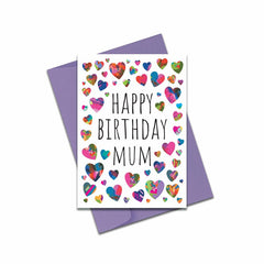 Happy birthday mum hearts card