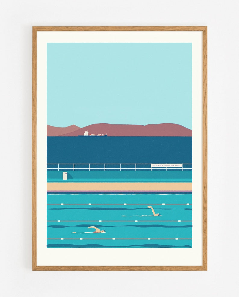 Gourock Outdoor Pool print (A3 or A4 size)