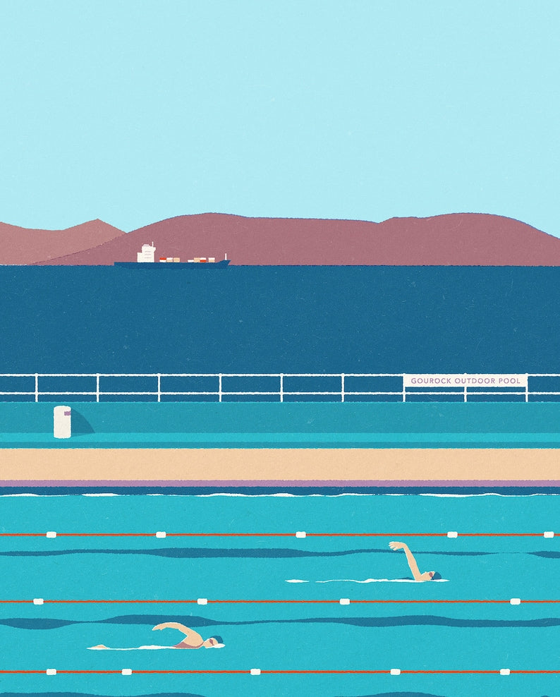 Gourock Outdoor Pool print (A3 or A4 size)