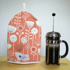 Cafetiere cosy Bergen fabric (small size in burnt orange with Insul Bright® Insulated Wadding)