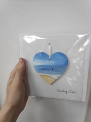 Sending love hand painted heart keepsake card