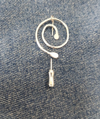 Sterling Silver 'spiral roots' pin brooch