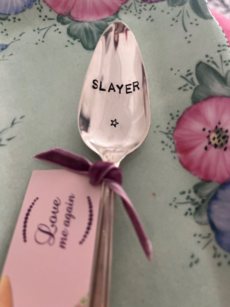 'Slayer' - hand stamped vintage spoon