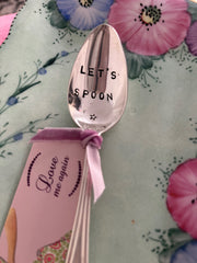 'Let's Spoon' hand stamped small vintage spoon