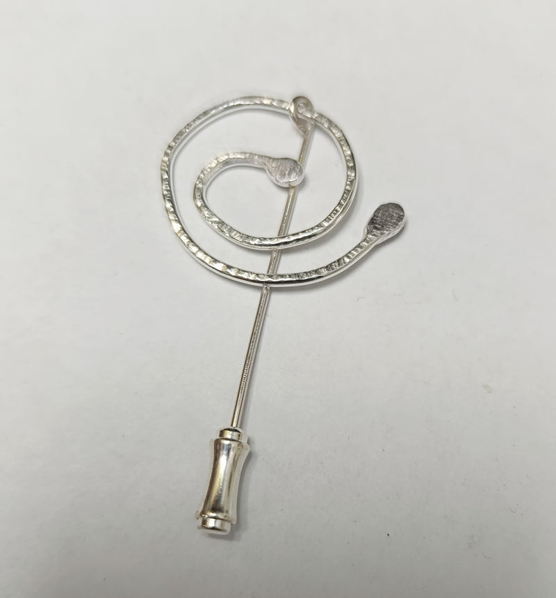 Sterling Silver 'spiral roots' pin brooch