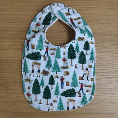 Traditional style bib - lumerjacks and trees