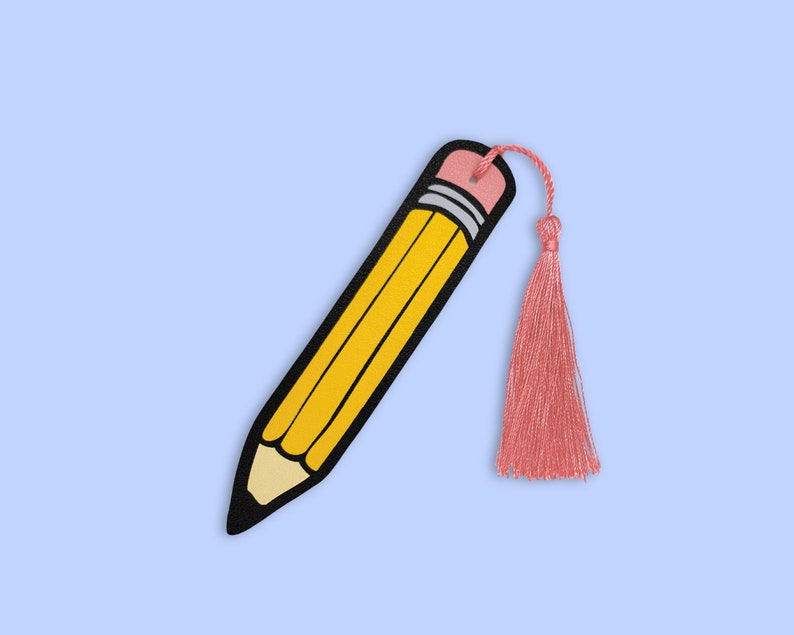 Pencil faux leather bookmark