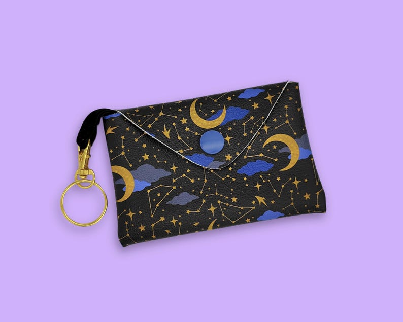 Mini faux leather pouch - celestial