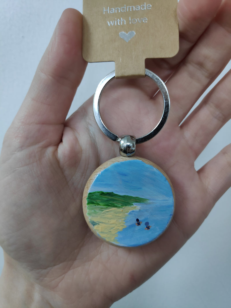 Hand painted wooden keyring