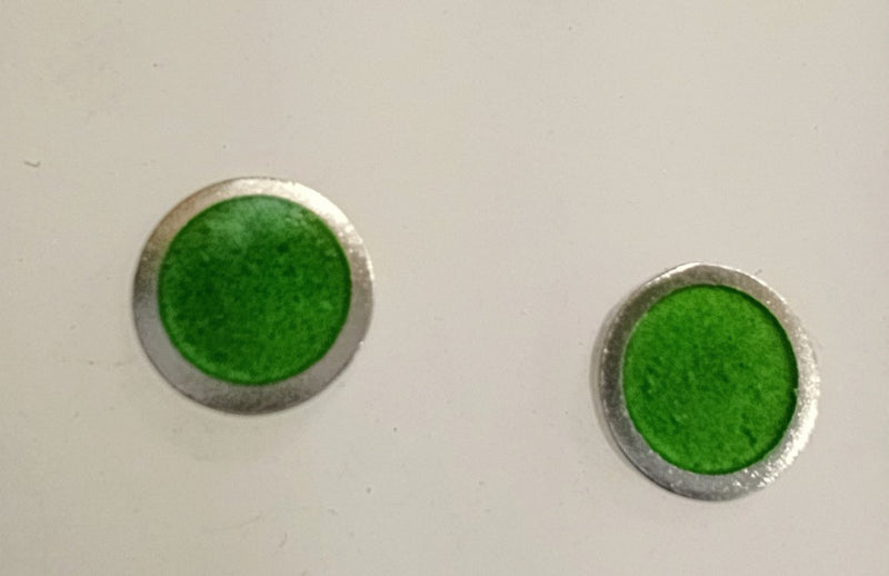 Sterling silver & enamel colourful studs - green