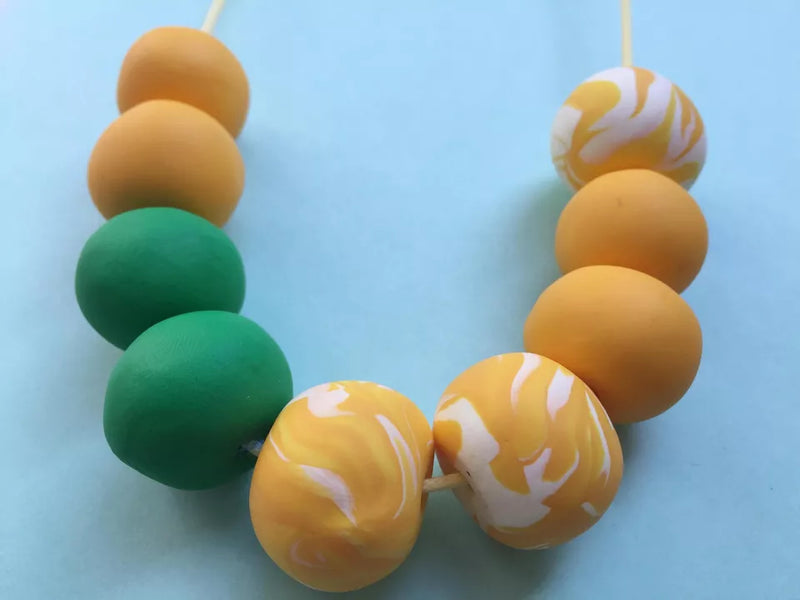 Statement bead necklace - yellow & green