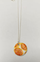 Sunflower imprinted ceramic necklace