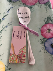 'Jammy b*st*rd' hand stamped vintage spoon