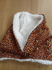 Neck warmer/snood - brown leopard print (adult size)