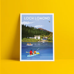 Loch Lomond kayaking A4 travel poster print