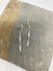Sterling Silver bar studs with twisted drop