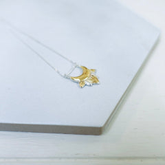 Sterling Silver & 22kt gold Crescent Moon pendant