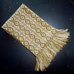 Knitted moss and natural Shetland Wool scarf - Templeton's Venetian Balcony