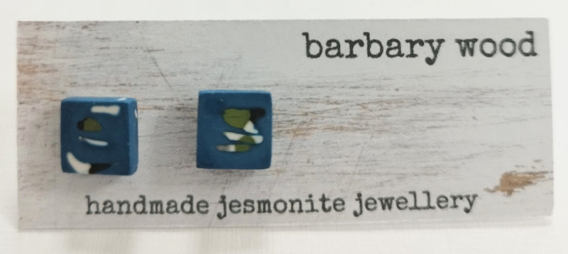 'Abstract' Jesmonite square studs - different colours available