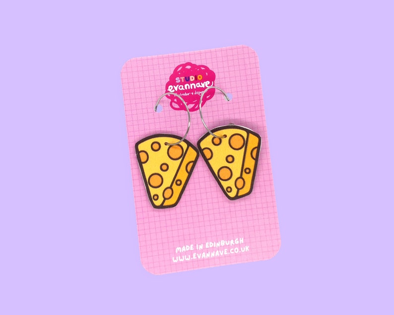 Cheese faux leather earrings