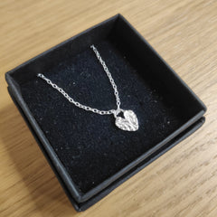 Sterling silver textured heart necklace