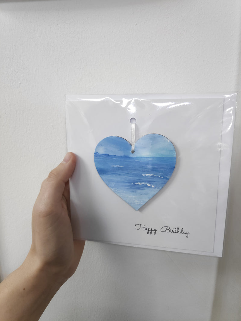 Happy birthday hand painted heart keepsake card