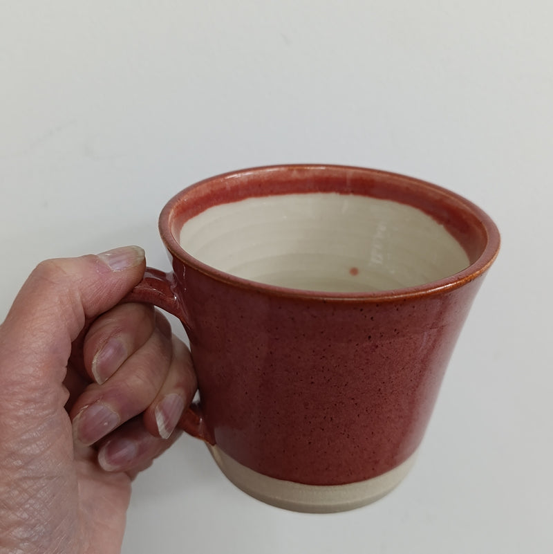 Hand thrown large brick pink glaze mug