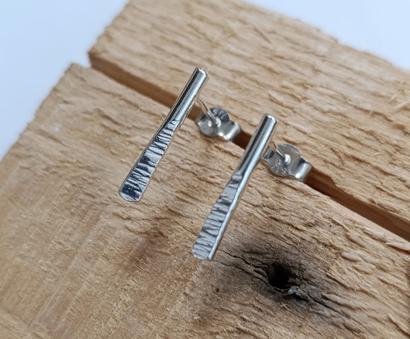 Sterling silver textured 'paddle' studs