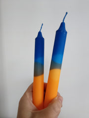 Blue & orange ombre dinner candles