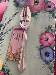 'Let's Spoon' hand stamped small vintage spoon