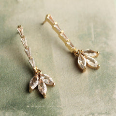 Crystal Petal Flower Drop Earrings