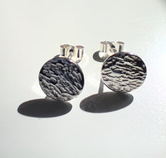 Sterling silver hammered circle studs