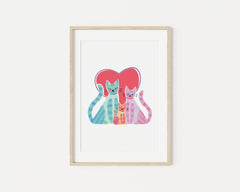 Cat trio A5 Art Print