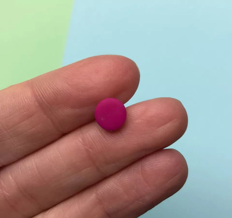 Mini circle polymer clay studs - pink