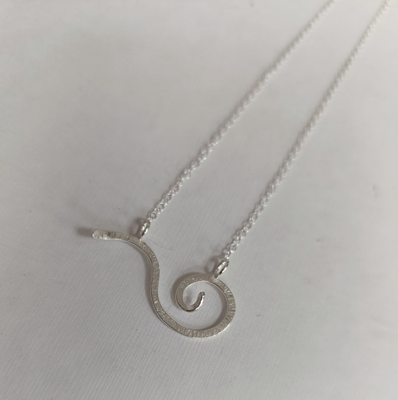 Sterling silver curved wave necklace