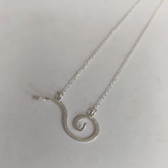 Sterling silver curved wave necklace