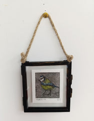 Mini framed Blue Tit drypoint print