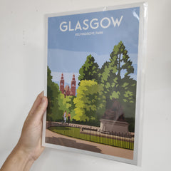 Kelvingrove Park Glasgow A4 travel poster print