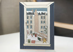 Snowy Tenement Window Merry Christmas card