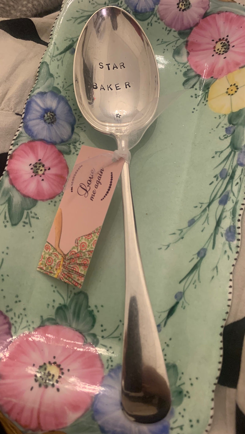 'Star Baker' - Hand stamped large vintage spoon