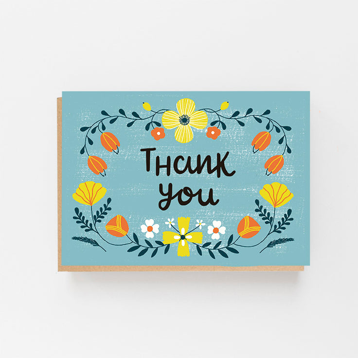 Pack of 8 Thank you Folk Colour card set