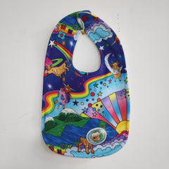 Traditional style bib - Highland cows with clouds and rainbows