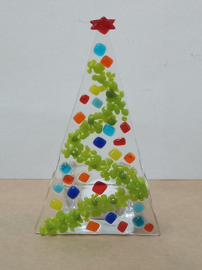 Christmas tree glass tealight holder